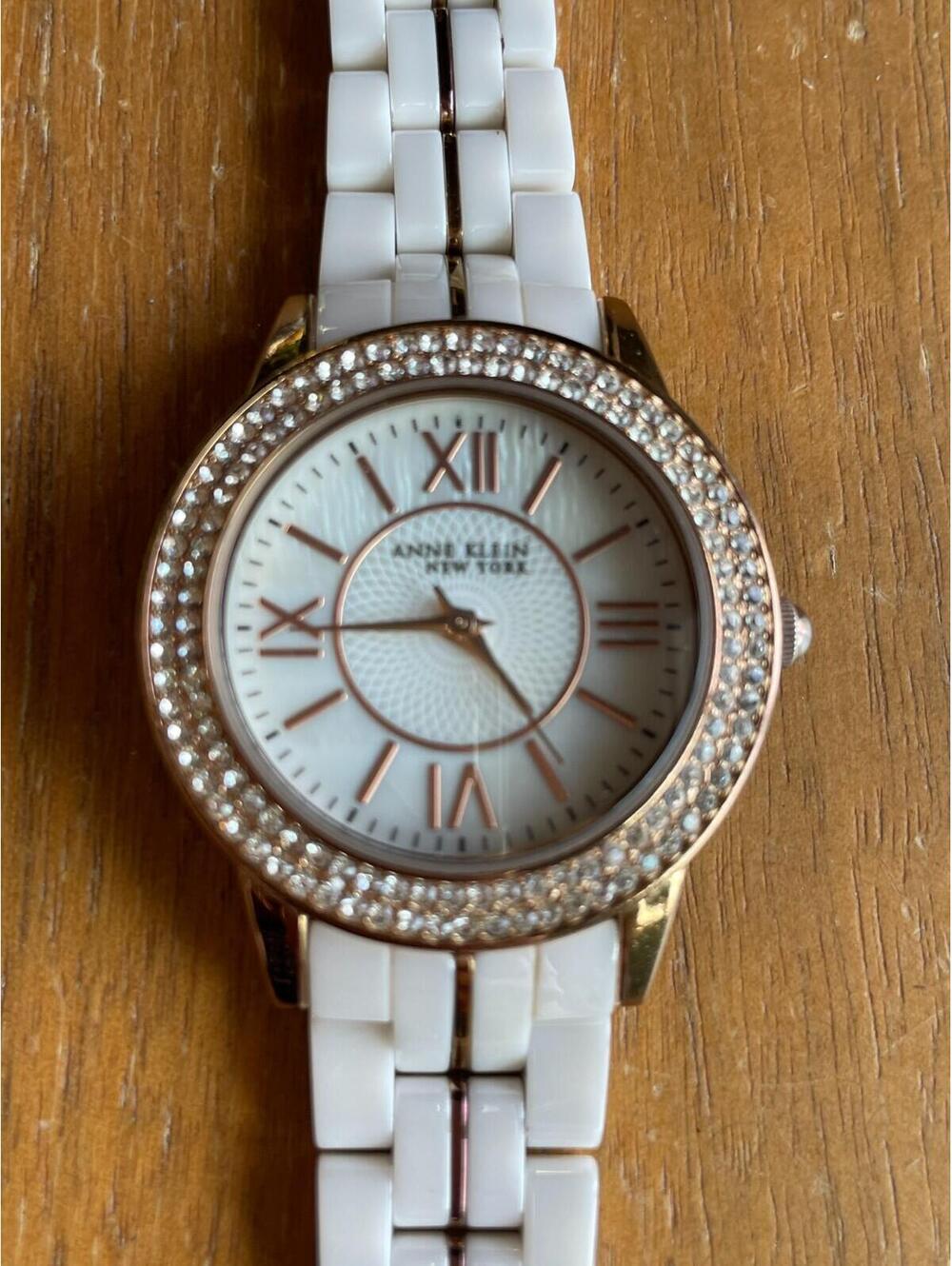 Anne Klein Rhinestones Watch White Metal Watch Womens Watch